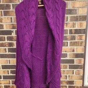 Xl victor , wool blend open front duster, in purple